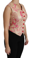 Top camicetta gilet in broccato oro rosa-IT38/XS