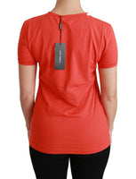 T-shirt Girocollo Manica Corta Rossa Top In Cotone-IT40/S