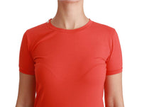 Maglietta a maniche corte girocollo rossa in cotone Top-IT38/XS