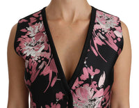 Camicetta Gilet floreale rosa nero Top-IT38/XS