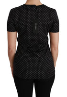 T-shirt nera in cotone girocollo a pois-IT36/XS