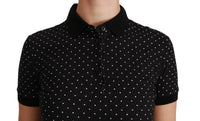 Polo in cotone con colletto a pois nero Top-IT36/XS