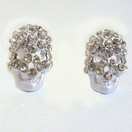 Skull earrings with rhinestones - White Color