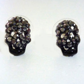 Skull earrings with rhinestones - Black - Gray Strass