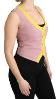 Gilet rosa senza maniche Gilet in cotone Top-IT38/XS