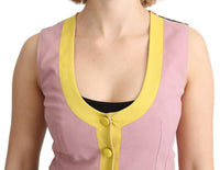 Gilet rosa senza maniche Gilet in cotone Top-IT38/XS