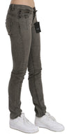 Jeans grigi in cotone denim skinny a vita bassa-W24