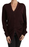 Maglione Cardigan in Lana Vergine Marrone-IT44/L