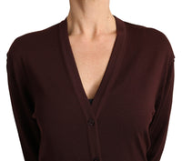 Maglione Cardigan in Lana Vergine Marrone-IT44/L