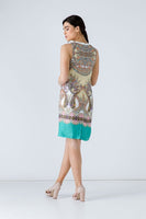 CONQUISTA FASHION - Original Turquoise Paisley Sleeveless Dress