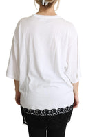 Camicia girocollo in cotone bianco con stampa angelo Tops-IT40/S