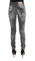 Pantaloni jeans denim slim fit in misto cotone lavato grigio-W26