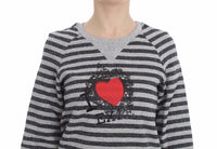 Maglia Girocollo In Cotone A Righe Grigio-IT38/XS