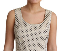 Abito a trapezio in cotone a pois beige-IT38/XS