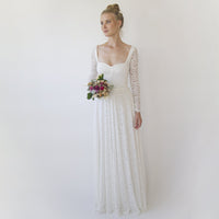 BLUSHFASHION - Original Ivory Sweetheart Lace Wedding Dress With Long Sleeves #1361