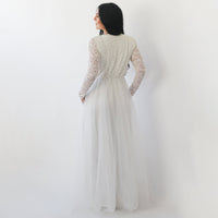 BLUSHFASHION - Original Ivory Lace Long Sleeves Wedding Dress With Pockets  #1266