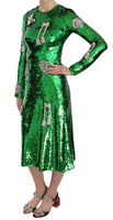 Abito in cristallo Swarovski con paillettes verde-IT38/XS