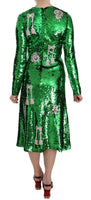 Abito in cristallo Swarovski con paillettes verde-IT38/XS