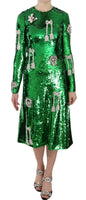 Abito in cristallo Swarovski con paillettes verde-IT38/XS