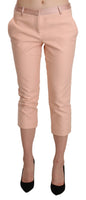 Pantaloni Capri Corti Skinny Vita Bassa Rosa-IT44/L