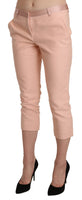 Pantaloni Capri Corti Skinny Vita Bassa Rosa-IT44/L