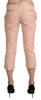 Pantaloni Capri Corti Skinny Vita Bassa Rosa-IT44/L