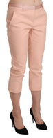 Pantaloni Capri Corti Skinny Vita Bassa Rosa-IT44/L