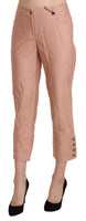 Pantaloni corti in cotone rosa a vita alta-IT46/XL