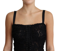 Mini abito bustier corsetto floreale nero con lacci-IT38/XS