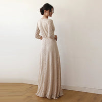 BLUSHFASHION - Original Golden Wrap Lace Wedding Dress #1124