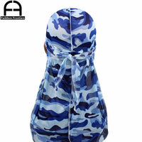 Men's Satin Camo Durags Turban Bandanas Men Silky Durags Waves Cap Headband Head Cover Hair Accessories Du Rag