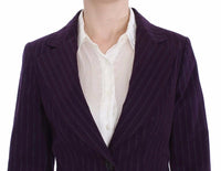 Abito Blazer Cappotto A Righe Viola A Righe-IT48/XL