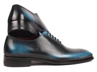 Paul Parkman Men's Black & Blue Wholecut Oxfords (ID#KR884BLU)