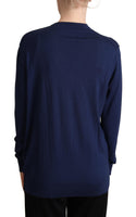 Cardigan Button Down in Lana Vergine Blu-IT42/M