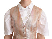 Gilet rosa Gilet a righe Gilet Top-IT38/XS