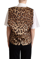 Gilet in cotone nero con stampa leopardata Vest-IT40/S