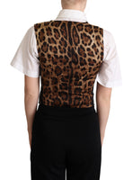 Gilet con stampa leopardata a righe nere Vest-IT40/S