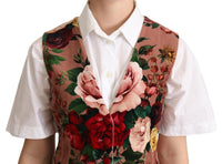 Gilet in Velluto Stampa Floreale Rosa Gilet-IT40/S