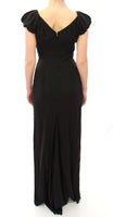 Abito lungo in seta nera con maniche corte IT Dress-IT40/M