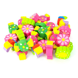 50pcs/Bag Flower Shaped Rubber Erasers  School Great Gift for Kids