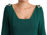 Abito midi in crepe di cristallo stretch verde-IT44/L