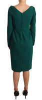 Abito midi in crepe di cristallo stretch verde-IT44/L