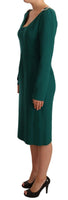 Abito midi in crepe di cristallo stretch verde-IT44/L