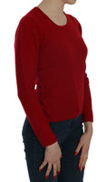 Maglione in cashmere pullover girocollo rosso-S