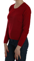 Maglione in cashmere pullover girocollo rosso-S