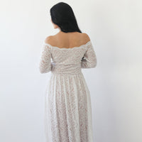 BLUSHFASHION - Original Curvy Ivory Nude Off Shoulder Wedding  Dress #1264