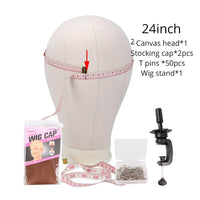 Plussign Professional Wig Block Canvas Mannequin Head With Stand Clamp for Wig Making 21-25 Inch Training Head for Hairdressers