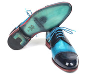 Paul Parkman Two Tone Cap-Toe Derby Shoes Blue & Turquoise (ID#046-TRQ)