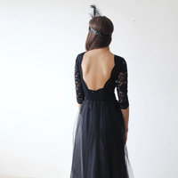 BLUSHFASHION - Original Black Tulle and Lace Maxi Gown 1122