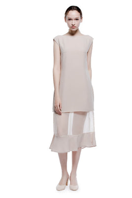 LAGEROSE - Original Boat Neck See Through Long Dress